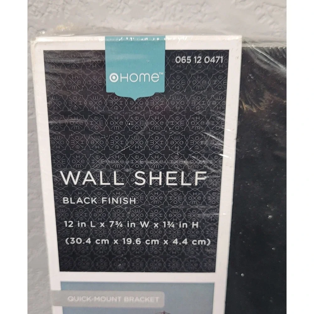 Home Black Finished Floating Wall Shelf 12 in L x 7.75 in W x 1.75 in H New